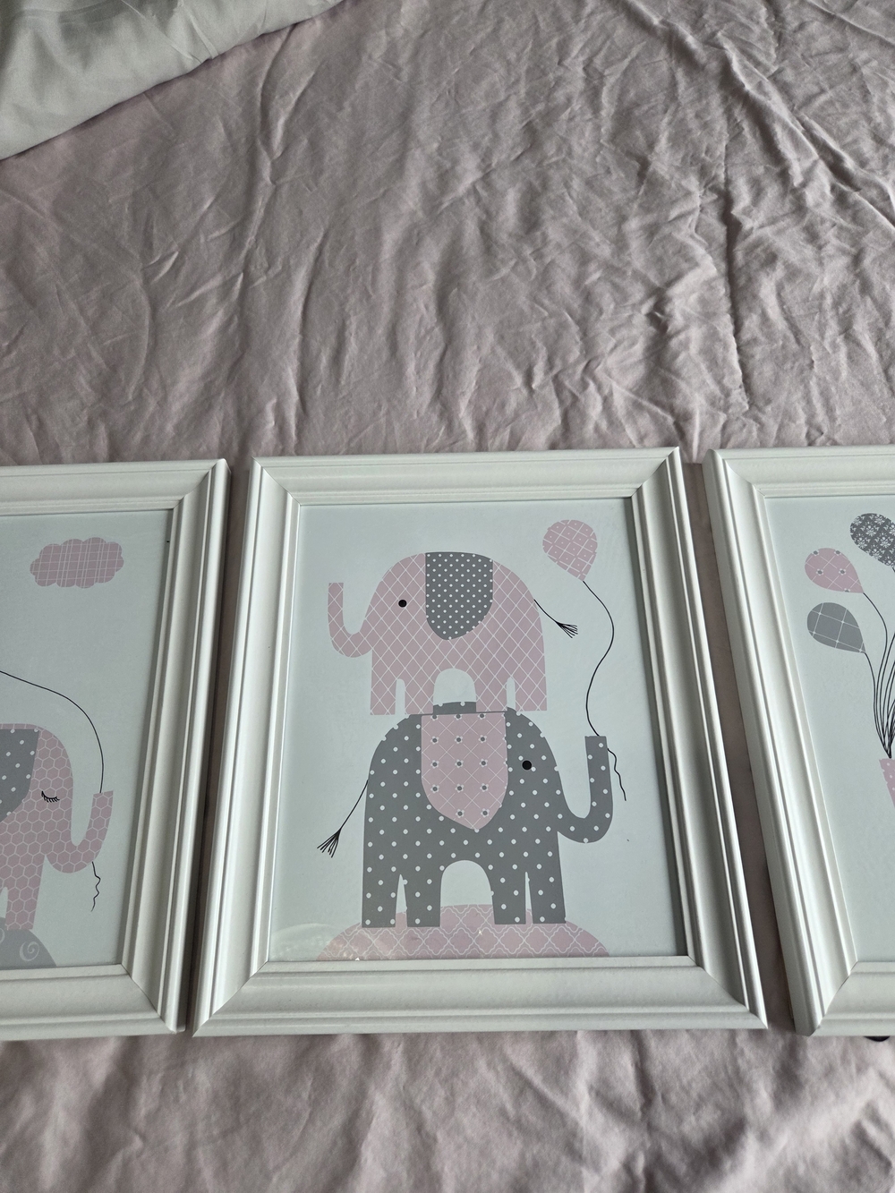 Unbranded Pink & Gray Elephant Stacked Wall Art - Home Wall Décor
